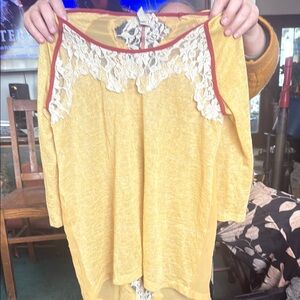 Yellow Lace Trim Top